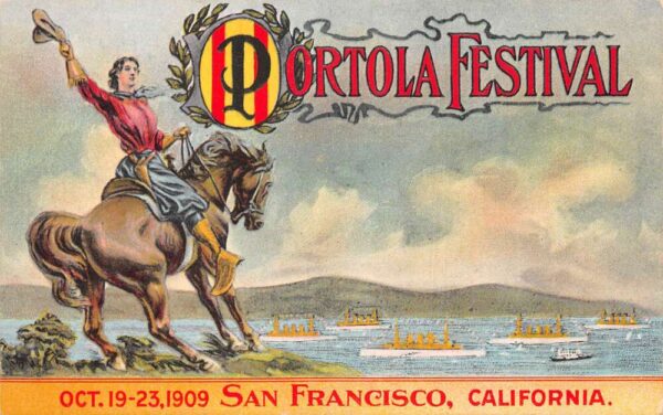 San Francisco California Portola Festival 1909 Cowgirl on Horse Postcard AA71492