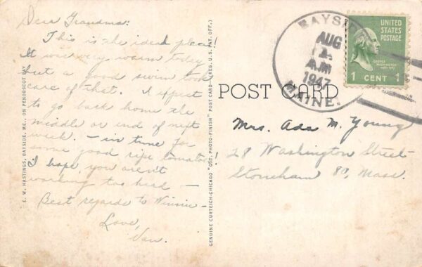 Bayside Maine E.W. Hastings' Store, B/W Photo Print Vintage Postcard U10834 - Image 2