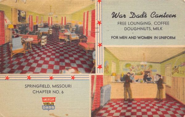 Springfield Missouri War Dad's Canteen, Multi-View Linen Vintage Postcard U10844
