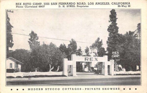 Los Angeles California Rex Auto Camp Modern Cottages, B/W Photo Print PC U10849