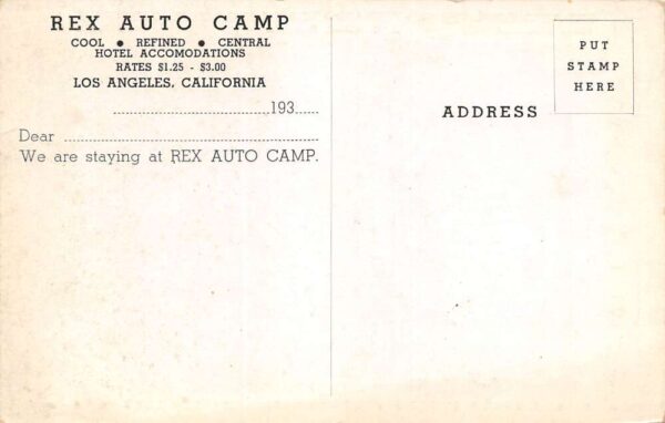 Los Angeles California Rex Auto Camp Modern Cottages, B/W Photo Print PC U10849 - Image 2
