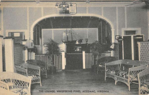 Accomac Virginia Whispering Pines, The Lounge, Vintage Postcard U10886