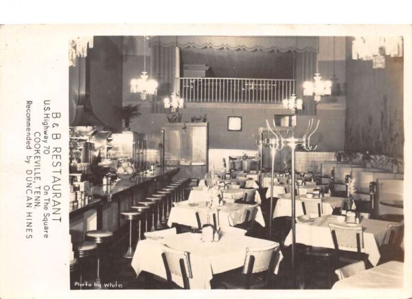Cookeville Tennessee BB Restaurant Interior Duncan Hines Real Photo PC AA71672