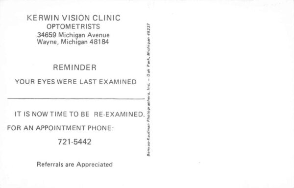 Wayne Michigan Kerwin Vision Clinic Shop Interior Vintage Postcard AA71679 - Image 2