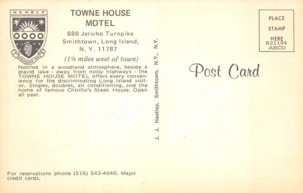 Smithtown Long Island New York Towne House Motel Multiview Postcard AA71707 - Image 2