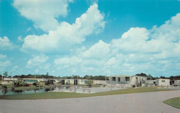 Jensen Beach Florida Lake Manor Mobile Home Park Swimming Pool Postcard AA71722