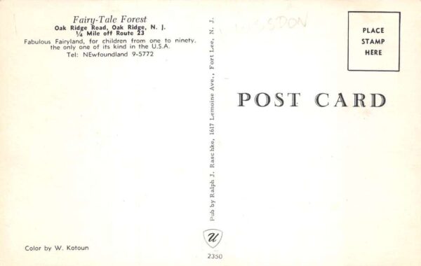 Oak Ridge New Jersey Fairy Tale Forest Vintage Postcard AA71728 - Image 2