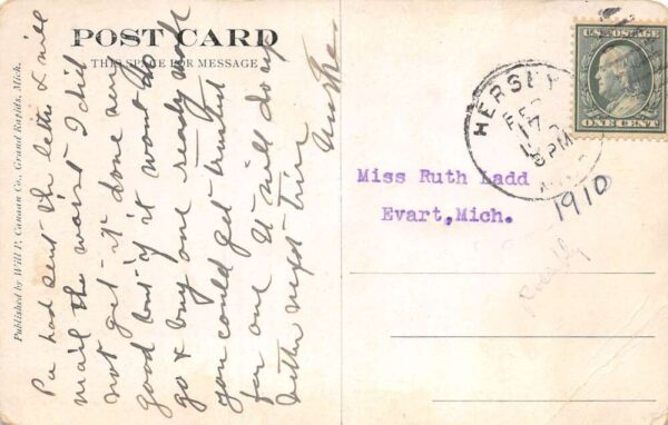 Hersey Michigan Main Street Vintage Postcard AA71732 - Image 2