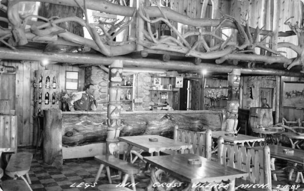 Cross Village Michigan Legs Inn Dining Room Real Photo Postcard AA74694