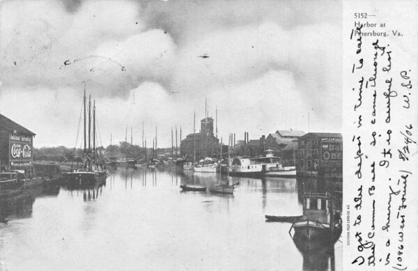 Petersburg Virginia Harbor Scenic View Coke Sign Vintage Postcard AA74709