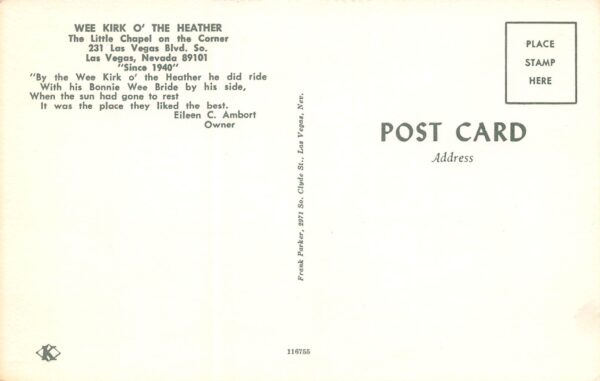 Las Vegas Nevada The Wee Kirk O The Heather Wedding Chapel, Chrome PC U13196 - Image 2