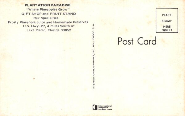 Lake Placid Florida Plantation Paradise Gift Shop, Chrome Vintage PC U13197 - Image 2