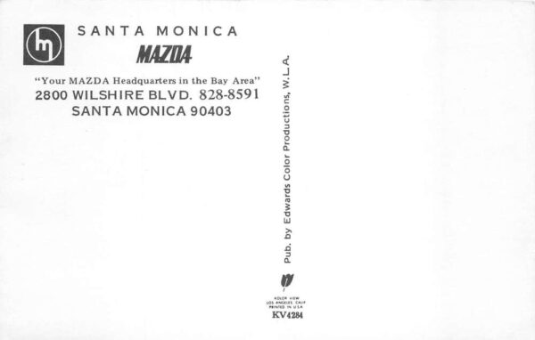 Santa Monica California Mazda Car Dealership Vintage Postcard AA74773 - Image 2