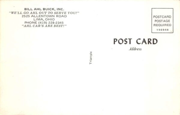 Lima Ohio Bill Ahl Buick Mercedes Jeep Car Dealership Vintage Postcard AA74777 - Image 2