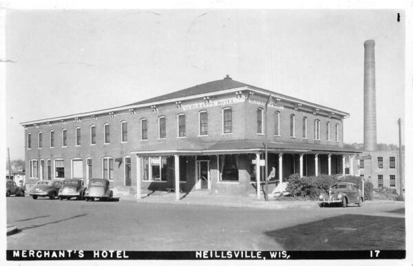 Neillsville Wisconsin Merchant's Hotel Real Photo Vintage Postcard AA74789