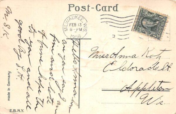 Valentines Greetings Cupid and Hearts with Arrows Vintage Postcard AA74803 - Image 2