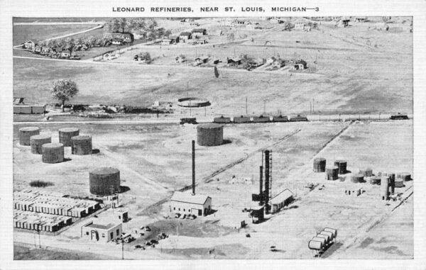 St Louis Michigan Leonard Refineries Birds Eye View Vintage Postcard AA74809