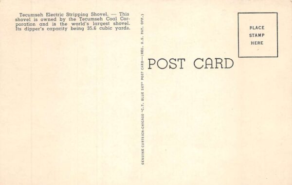 Boonville Indiana Tecumseh's Stripping Shovel Vintage Postcard AA74816 - Image 2