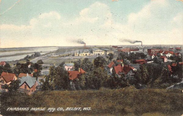 Beloit Wisconsin Fairbanks Morse Mfg Co Birds Eye View Vintage Postcard AA74845