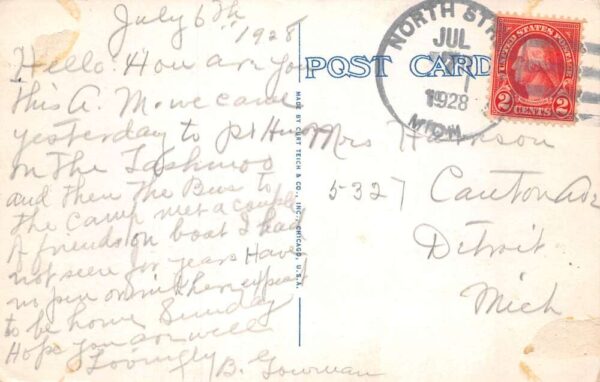 Lake Huron Camp Michigan Womens Benefit Association Barracks Postcard AA74847 - Image 2
