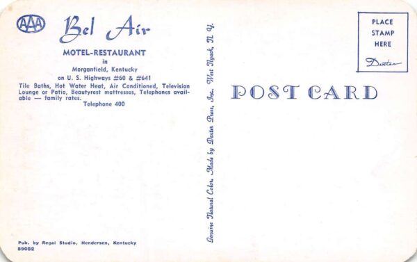 Morganfield Kentucky Bel Air Motel-Restaurant, Multi-View Chrome PC U13388 - Image 2