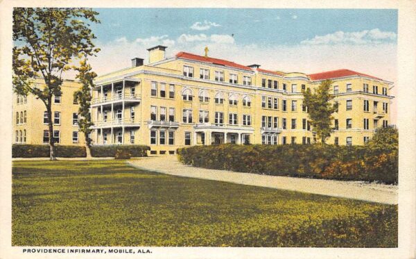 Mobile Alabama Providence Infirmary, White Border Vintage Postcard U13395