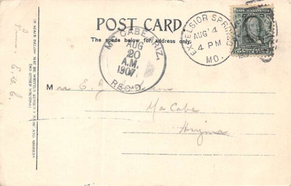 Excelsior Springs Missouri Sulpho-Saline Spring, Undivided Back Postcard U13401 - Image 2