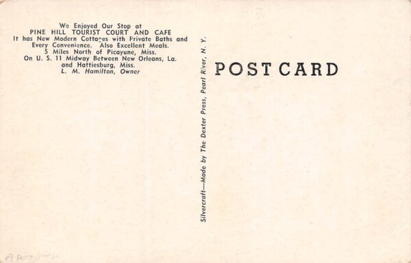 Picayune Mississippi Pine Hill Tourist Court & Cafe,Multi-View Chrome PC U13419 - Image 2