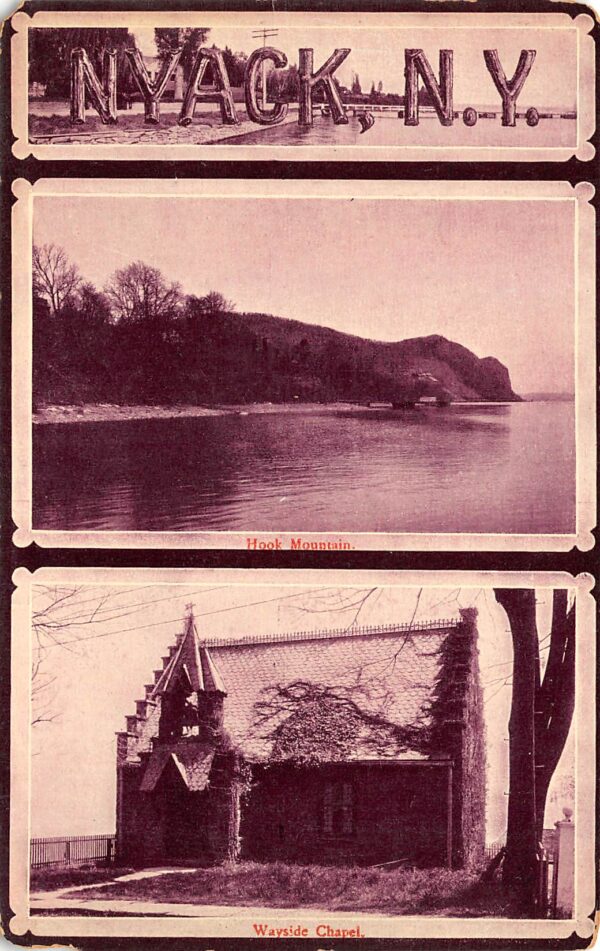 Nyack New York Hook Mtn. & Wayside Chapel, Multi-View Vintage PC U13452