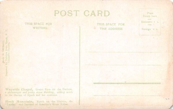 Nyack New York Hook Mtn. & Wayside Chapel, Multi-View Vintage PC U13452 - Image 2