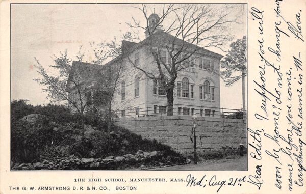 Manchester Massachusetts High School, Undivided Back, Vintage Postcard U13455