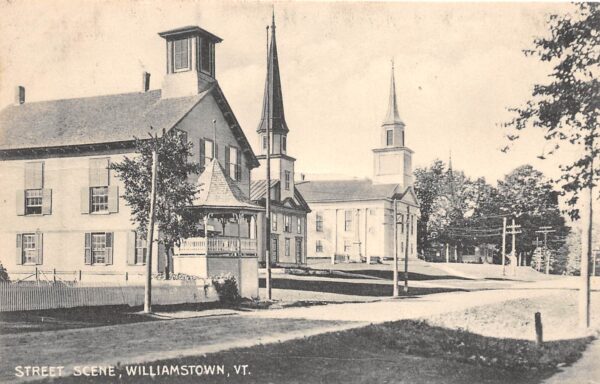 Williamstown Vermont Street Scene, B/W Lithograph Vintage Postcard U13533