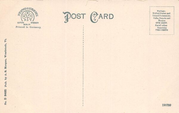 Woodstock Vermont Mt. Tom, From Middle Bridge, Color Lithograph Postcard U13547 - Image 2