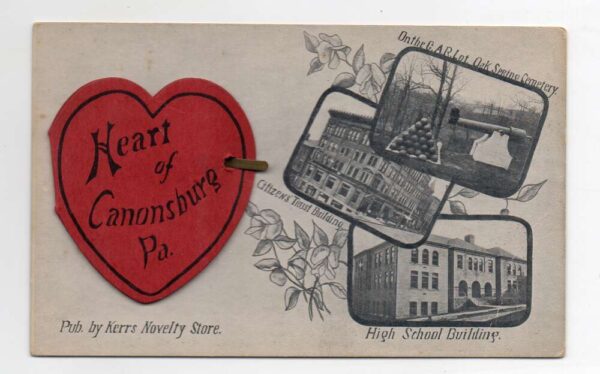 Canonsburg Pennsylvania Souvenir Greetings Fold Out Heart Views PC AA75033