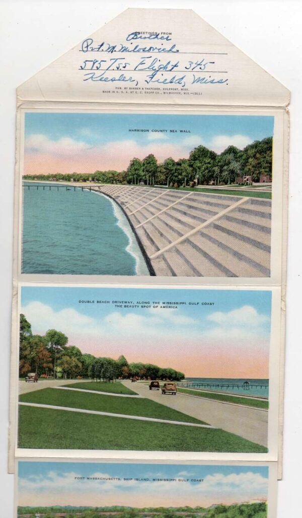 Gulfport Mississippi Beach Scenes Ships Souvenir Folder Postcard AA75047 - Image 3