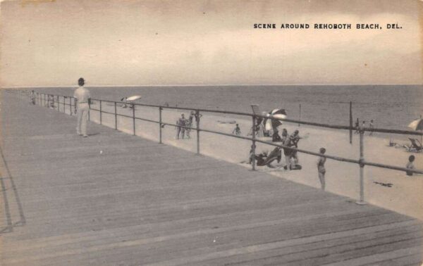Rehoboth Beach Delaware Boardwalk and Beach Vintage Postcard AA75053