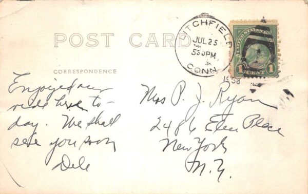 Litchfield Connecticut Home of JP Woodruff Real Photo Vintage Postcard AA75072 - Image 2