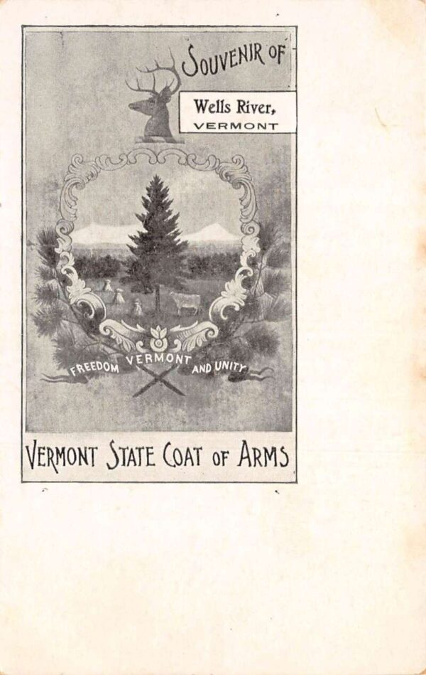 Wells River Vermont State Coat of Arms Greetings Vintage Postcard AA75241