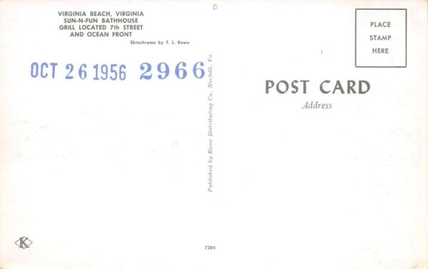 Virginia Beach Virginia Sun-N-Fun Bathhouse Vintage Postcard AA75250 - Image 2