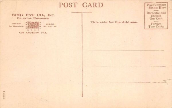 Los Angeles California Sing Fat Co Dept Store Art Goods Section PC AA75253 - Image 2