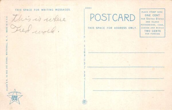 Whitehall New York Champlain Silk Mill Vintage Postcard AA75269 - Image 2