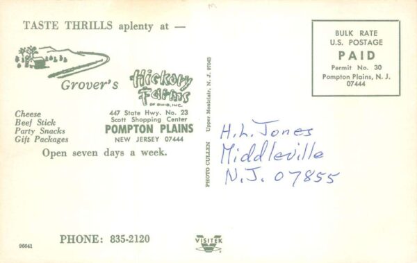 Pompton Plains New Jersey Grovers Hickory Farms Grocery Store Postcard AA75274 - Image 2
