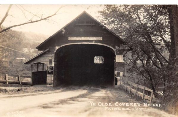 Fairlee Vermont Ye Olde Covered Bridge Real Photo Vintage Postcard AA75288