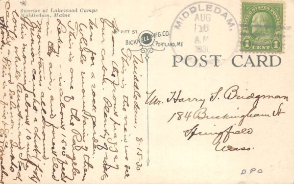 Middledam Maine Lakewood Camps Sunrise Scenic View Real Photo Postcard AA75291 - Image 2