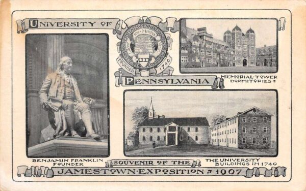 Jamestown Expo University of Pennsylvania Memorial Tower Postcard AA75292