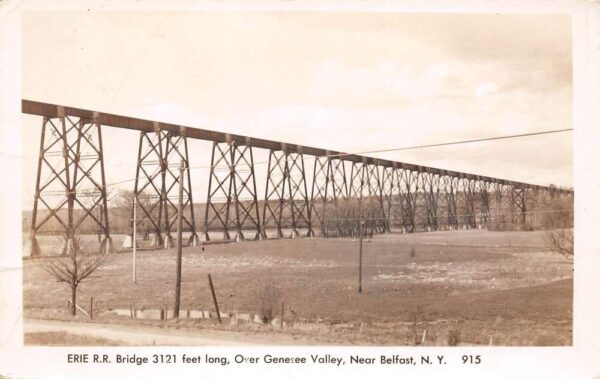 Belfast New York Erie Railroad Bridge, Over Genesee Valley, Vintage RPPC U13618