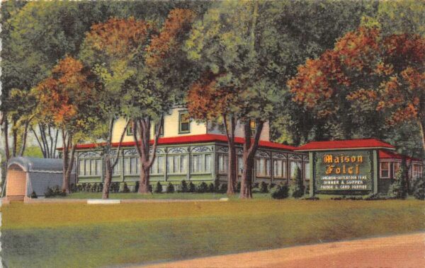 West End New Jersey Maison Folci Restaurant, Color Linen Vintage Postcard U13622