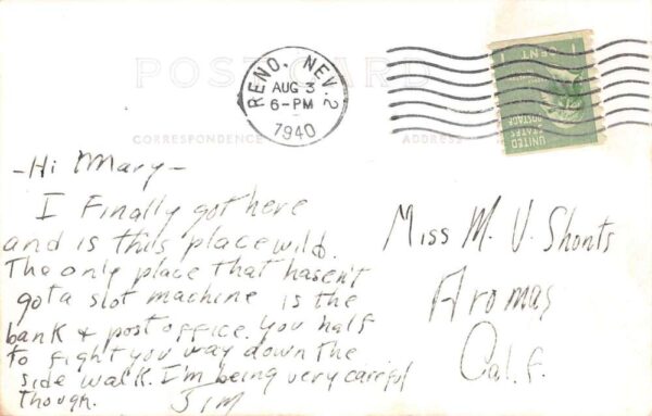 Reno Nevada "The Spirit of Reno", Man Jumping For Joy, Vintage Postcard U13628 - Image 2