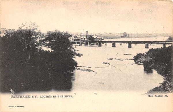 Carthage New York Looking Up The River, Tuck Pub., Undivided, Vintage PC U13634