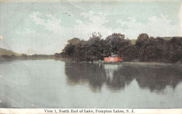 Pompton Lakes New Jersey View From North End Of Lake, Color Lithograph PC U13655